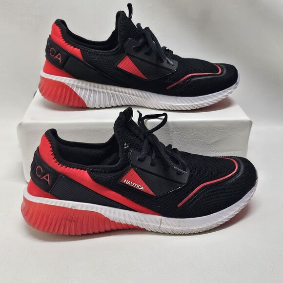 Nautica Vintro Sneakers Size 11 – Red Black Mesh Athletic Shoes Comfort Sole - Picture 5 of 9